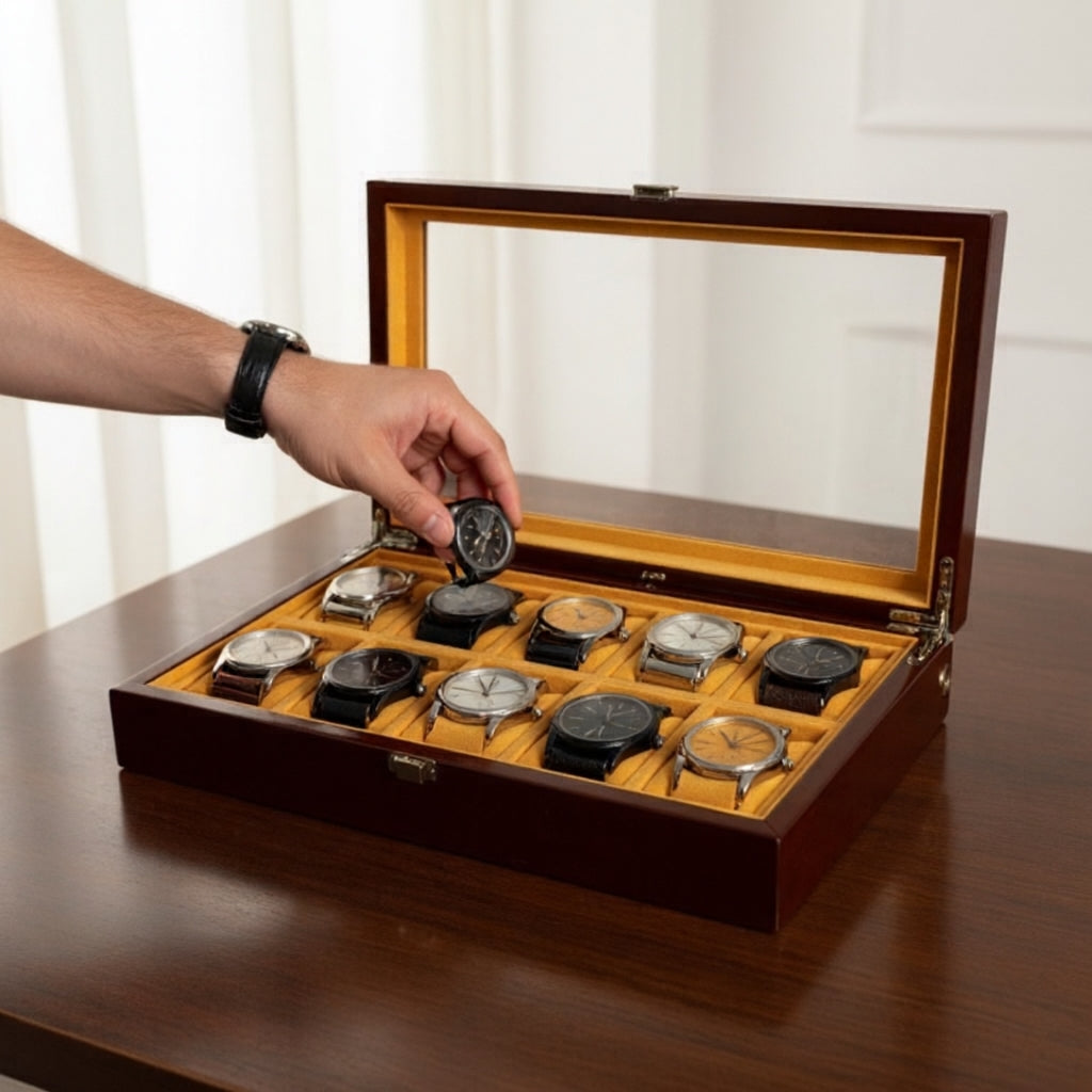 10 slot premium quality wood made watch organizer box