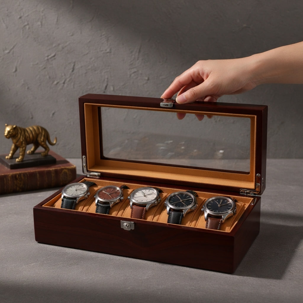 5 slot wooden watch box ( premium quality)