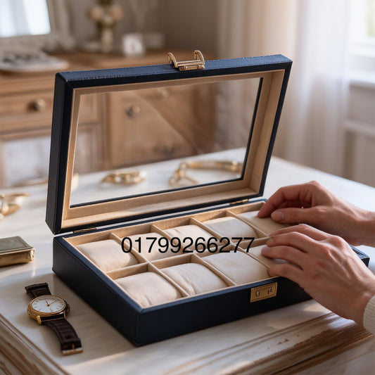 10 slot leather made watch organizer box