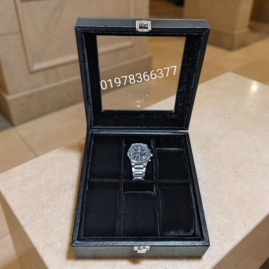 Leather Made Black Color Premium Luxury 6 Slot Watch Box