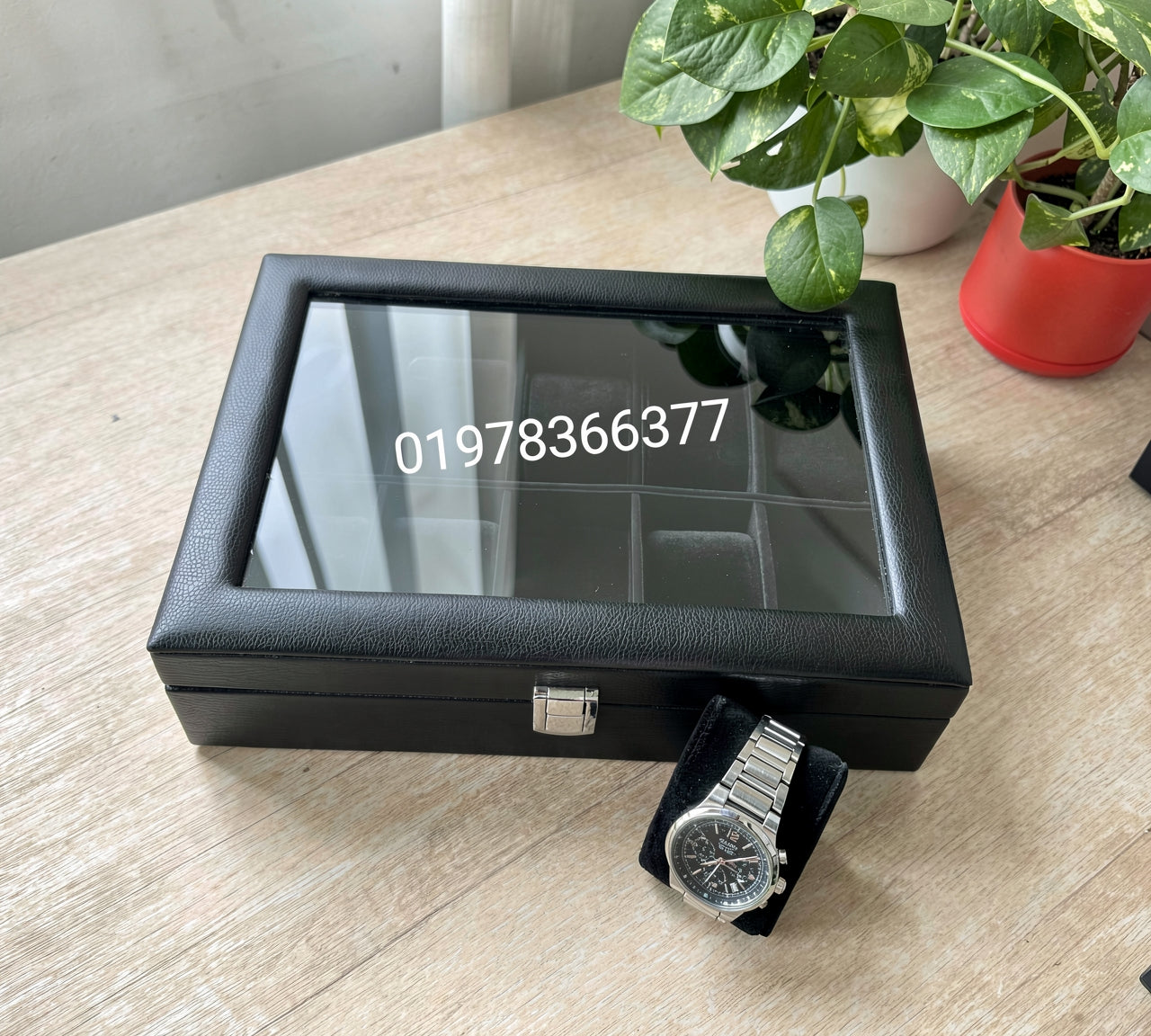 10 slot leather made watch organizer box