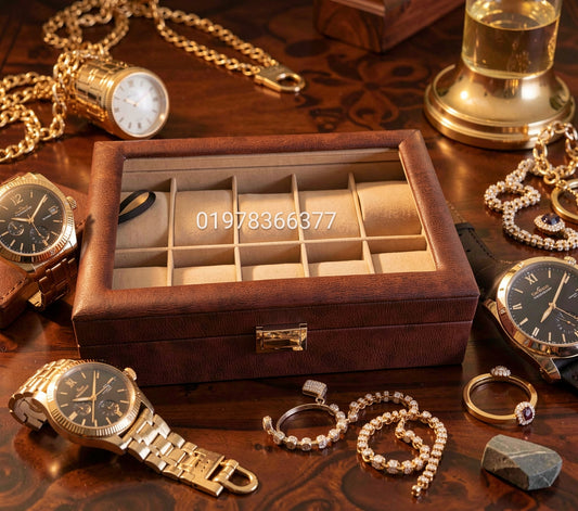 10 slot leather made watch organizer box