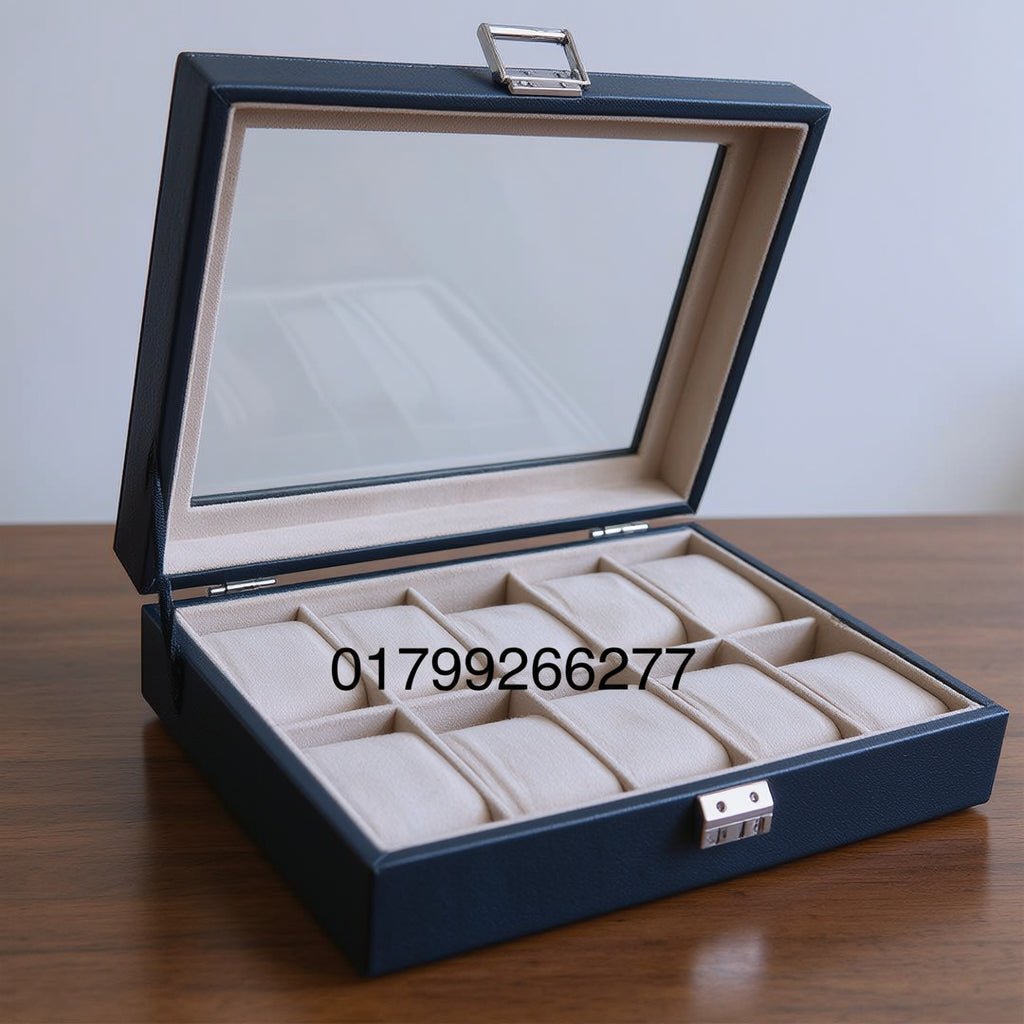 10 slot leather made watch organizer box