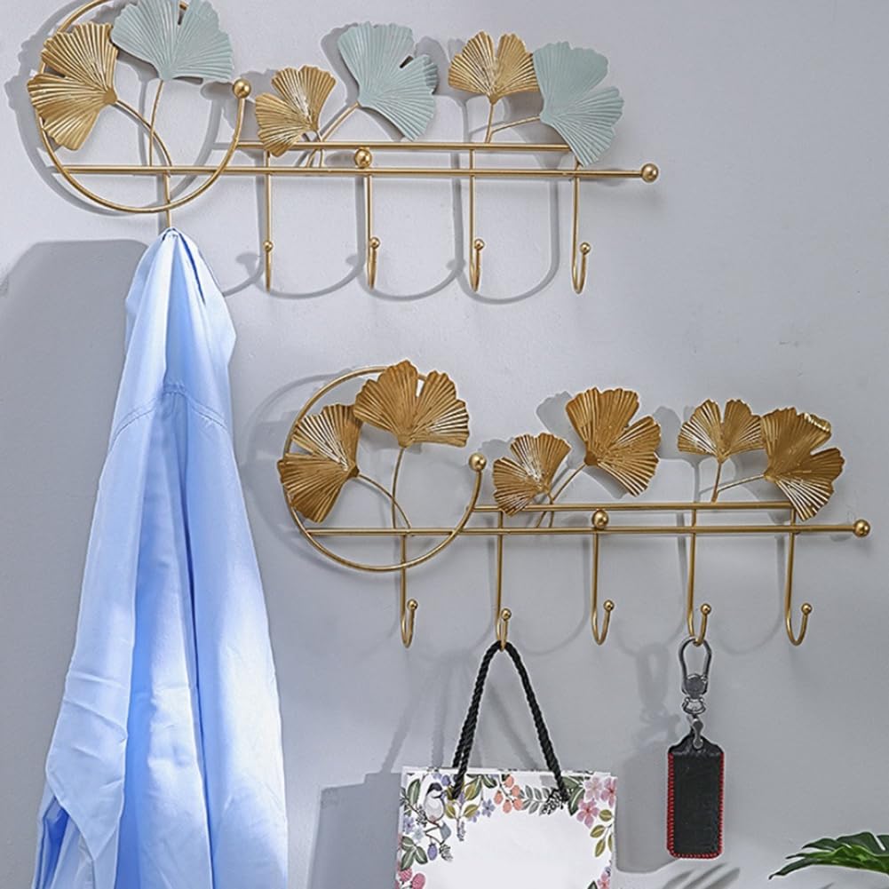 Blue/Gold Wall Hook - Decorative Coat Rack Wall Mount,for Hanging Coats, Scarves, Bags, Purses, Backpacks, Towels and More, Modern Coat Rack,Length 18.5in/47cm(Color:Blue)