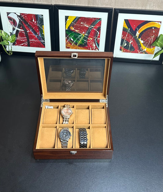 8 slot wood made watch organizer box
