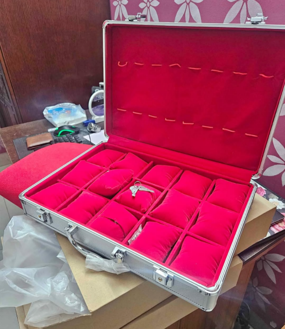 Medetai Luxury 15+8 Aluminium Leather Watch Box  Display Storage Case