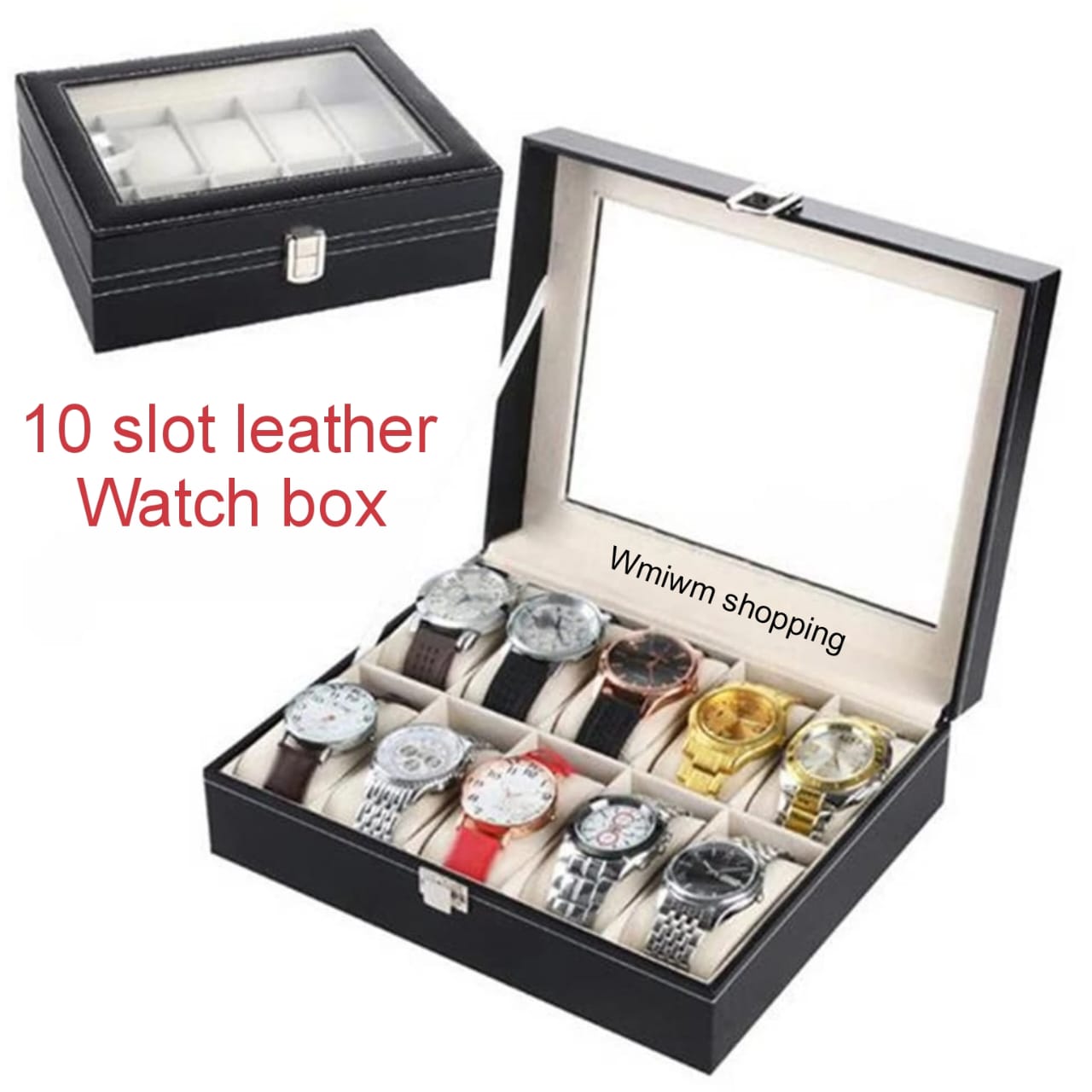 10 slot leather made watch organizer box