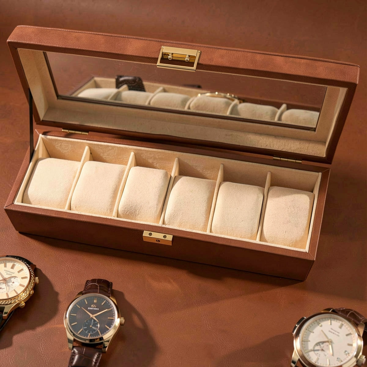 6 slot leather made Premium Quality watch box