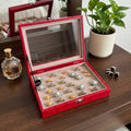 Premium Ring Storage Display Box with Glass Lid | 48-Slot Velvet Ring Organizer | 2 Colors — Maroon & Lavender | প্রিমিয়াম রিং স্টোরেজ বক্স