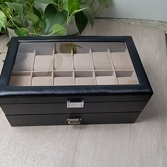 12 slot watch and 6 slot sunglasses box 