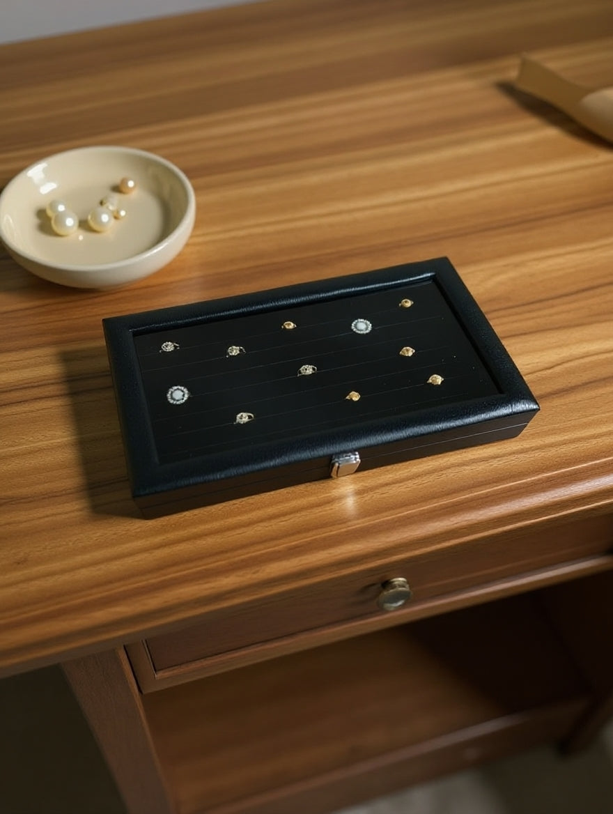 Premium 100-Slot Ring Storage Display Box with Glass Lid | Large Ring Organizer | 3 Colors — Black, Maroon & Lavender | প্রিমিয়াম ১০০ স্লট রিং স্টোরেজ ডিসপ্লে বক্স