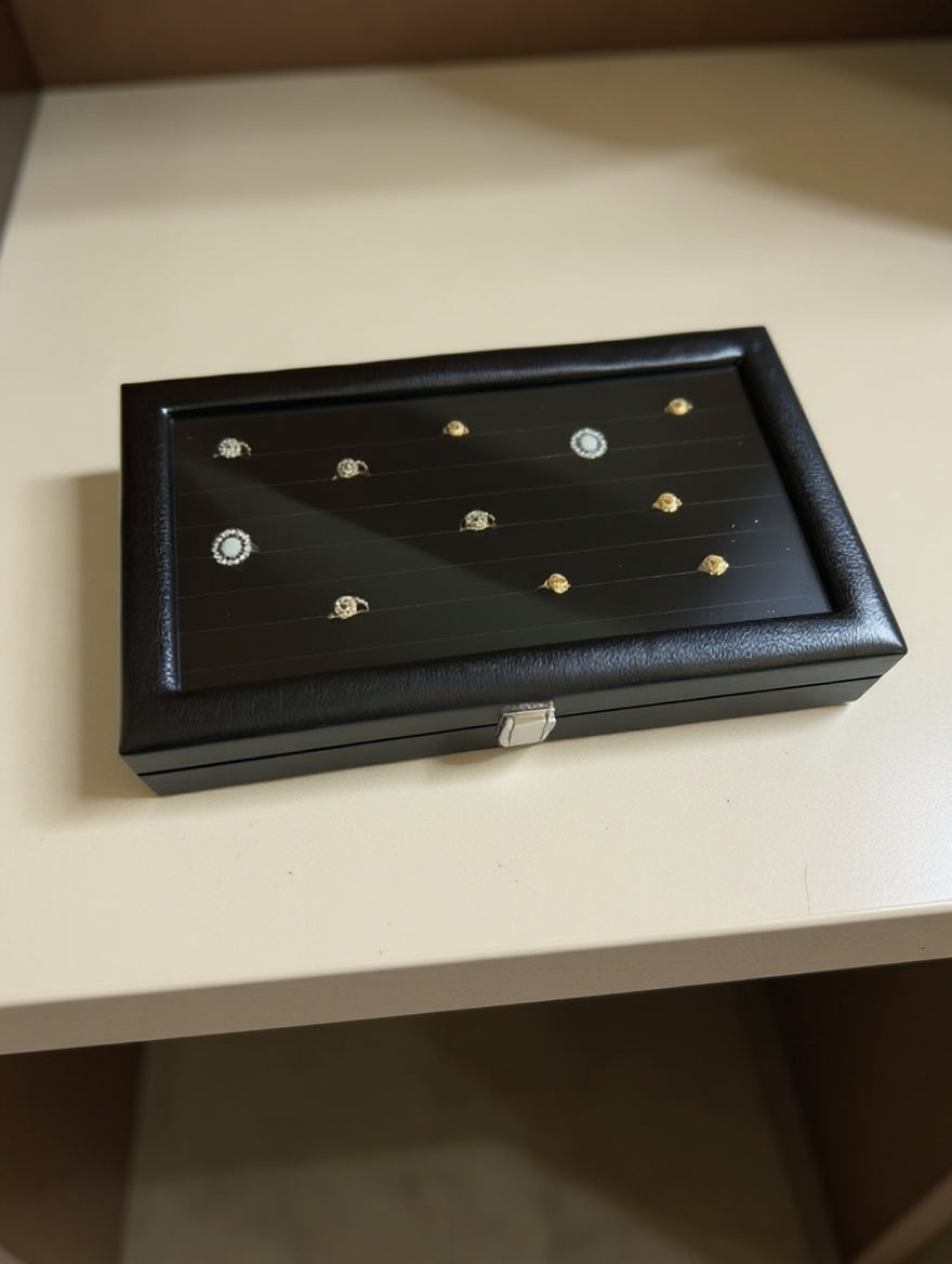 Premium 100-Slot Ring Storage Display Box with Glass Lid | Large Ring Organizer | 3 Colors — Black, Maroon & Lavender | প্রিমিয়াম ১০০ স্লট রিং স্টোরেজ ডিসপ্লে বক্স