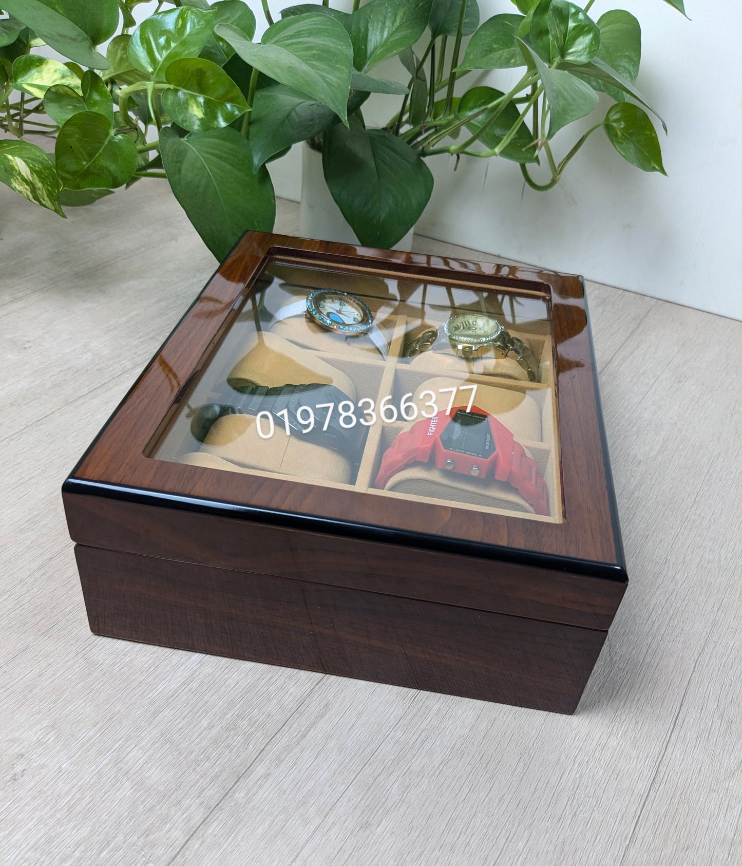 8 slot wooden watch box