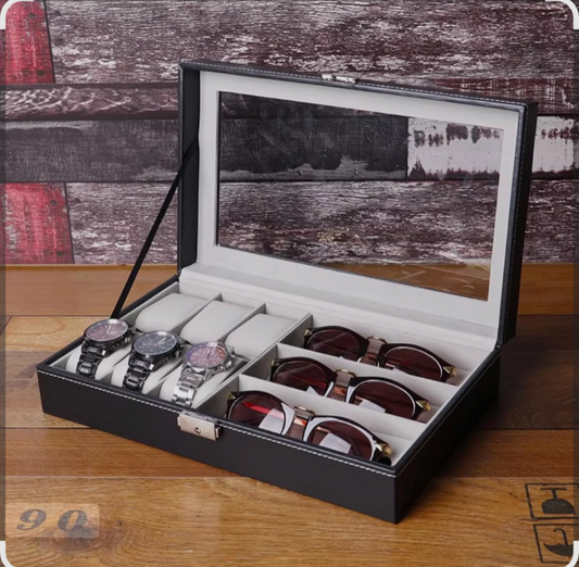 PU leather made watch and sunglasses box.