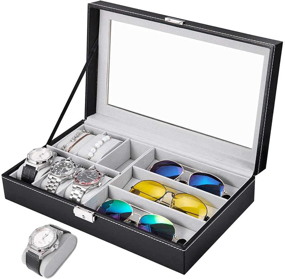 PU leather made watch and sunglasses box.