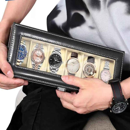 Pu leather made watch box 6 slot