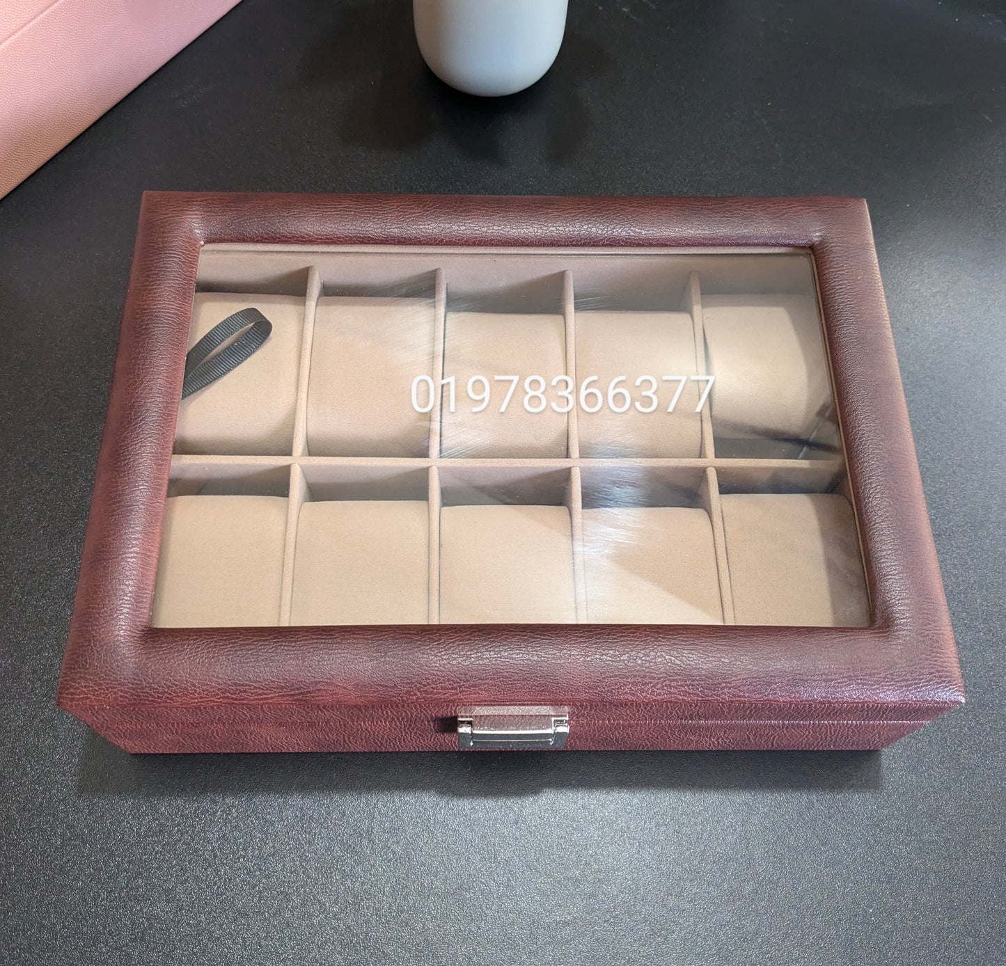 10 slot leather made watch organizer box