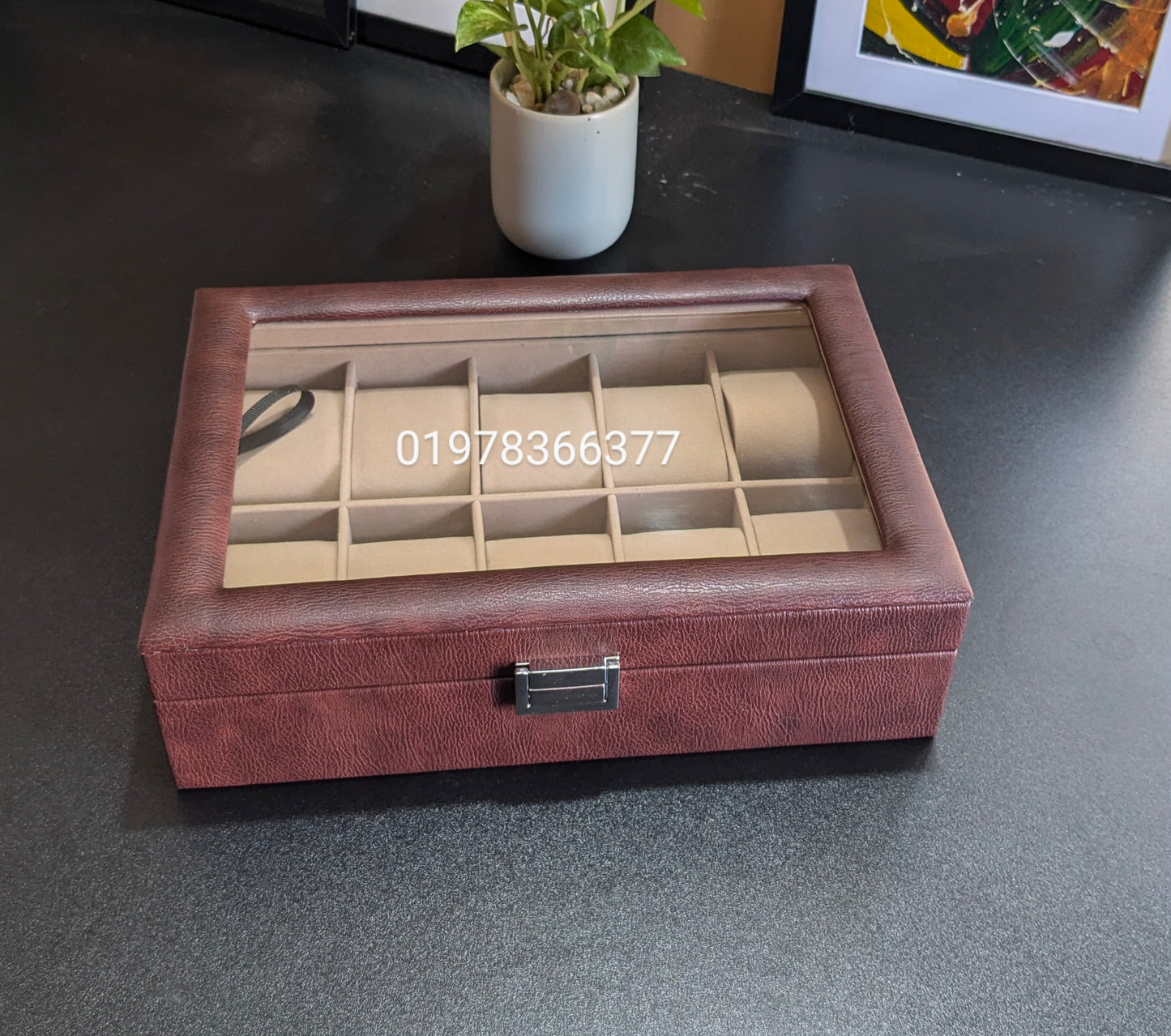 10 slot leather made watch organizer box