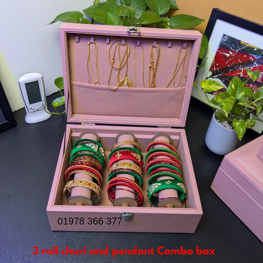 Three Rolls Bangles and pendant Combo box