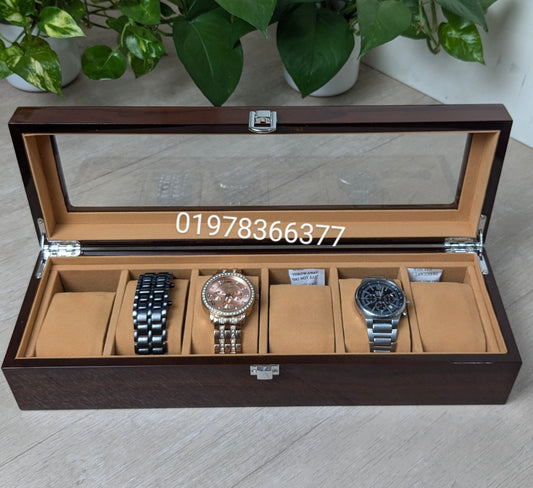 5 slot wooden watch box ( premium quality)