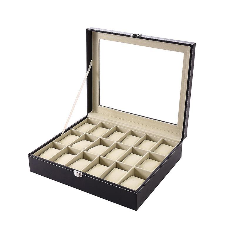 PU leather MADE 18 slot watch organizer box