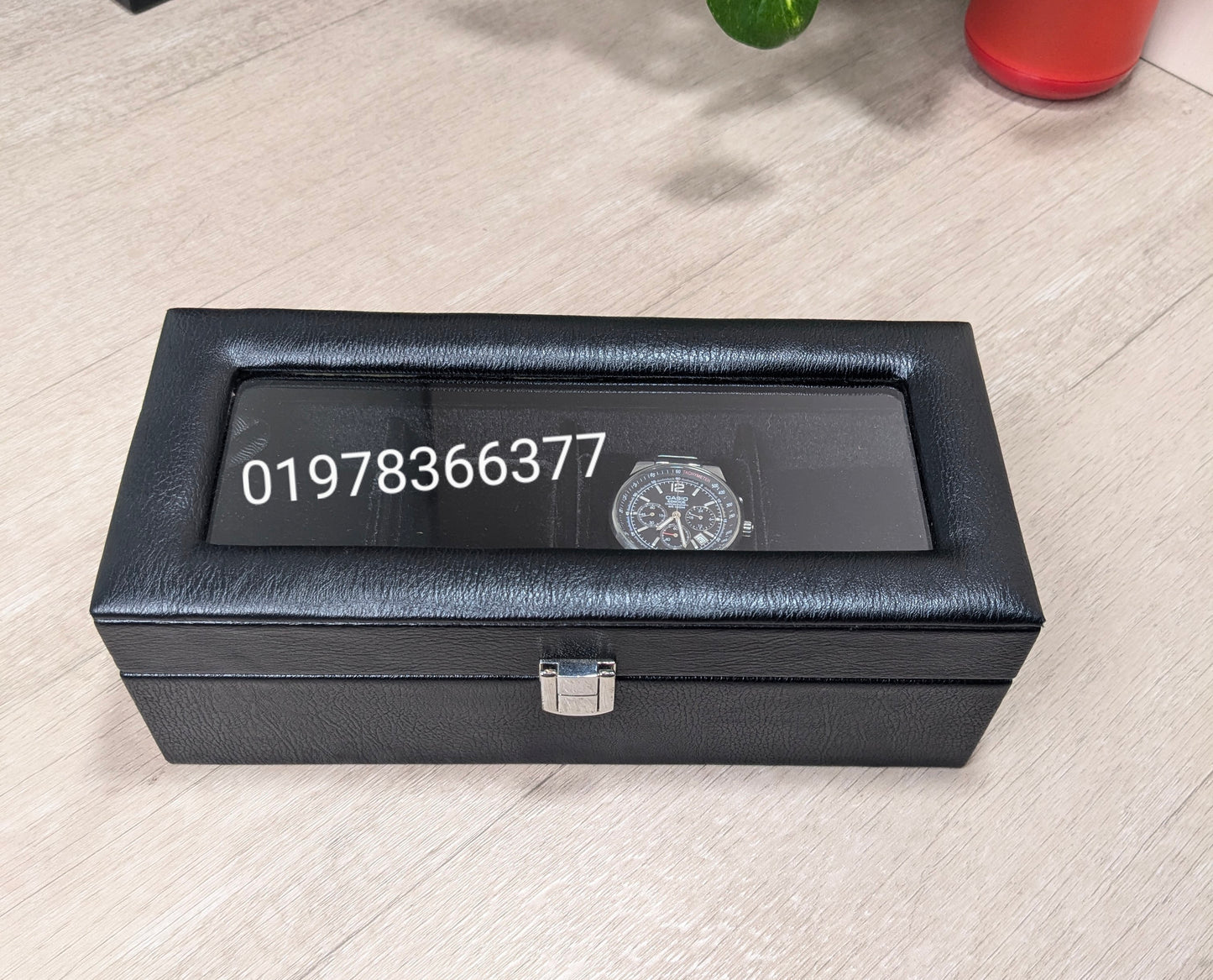 Full black color leather made watch box ( 3,4,5,6,8,10,12 & 18 slot )