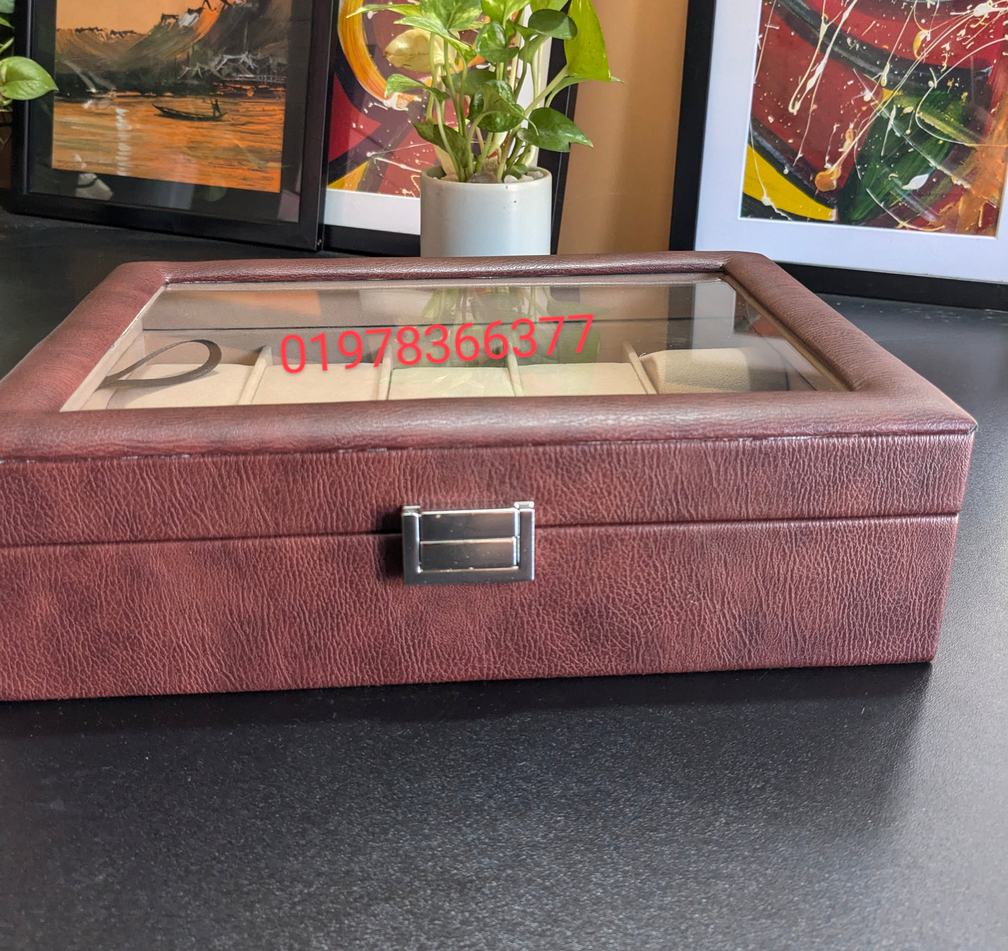 10 slot leather made watch organizer box