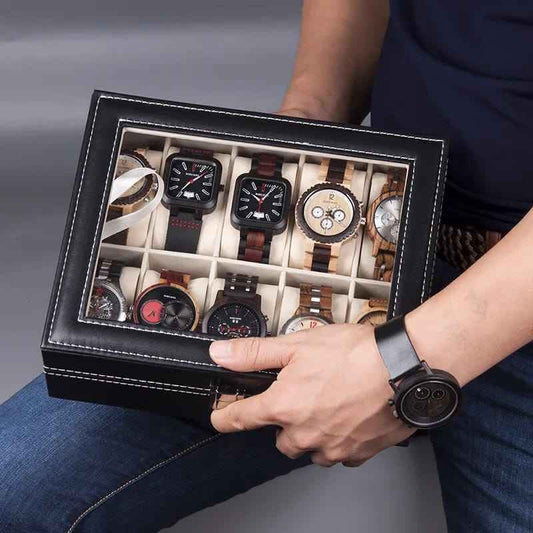 Pu leather made 10 slot watch box