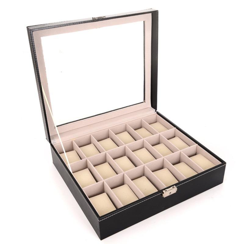 PU leather MADE 18 slot watch organizer box