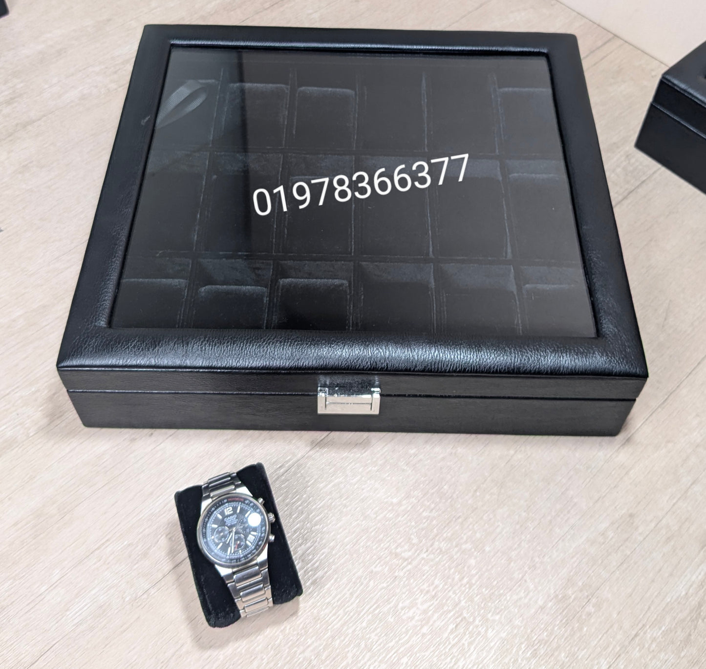Full black color leather made watch box ( 3,4,5,6,8,10,12 & 18 slot )