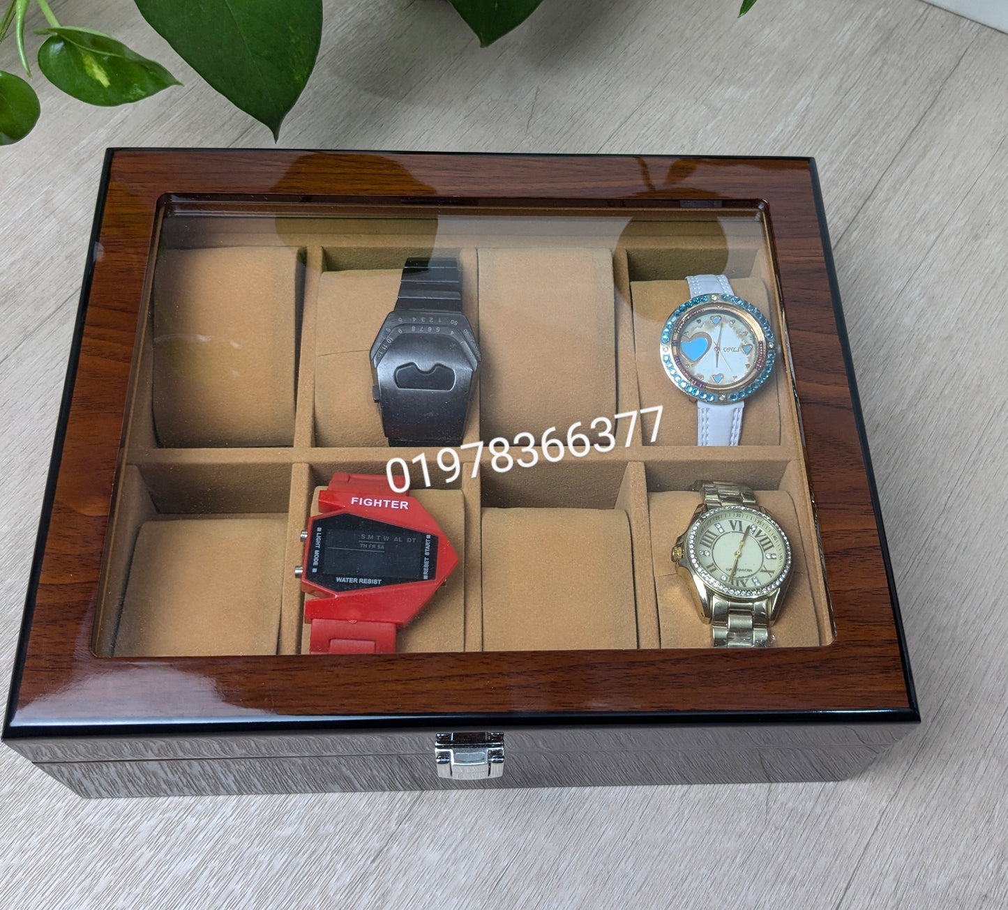 8 slot wooden watch box