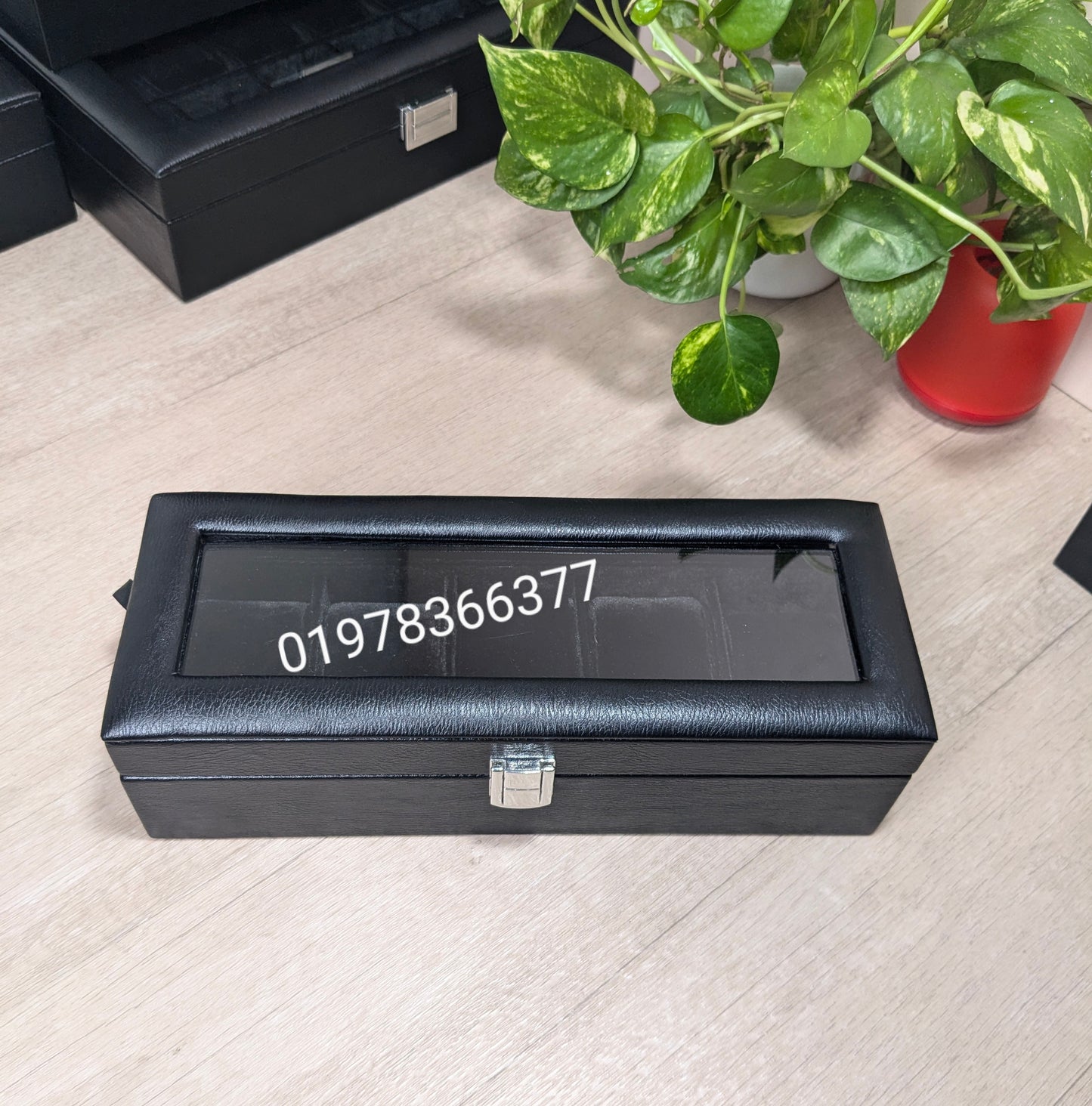 Full black color leather made watch box ( 3,4,5,6,8,10,12 & 18 slot )