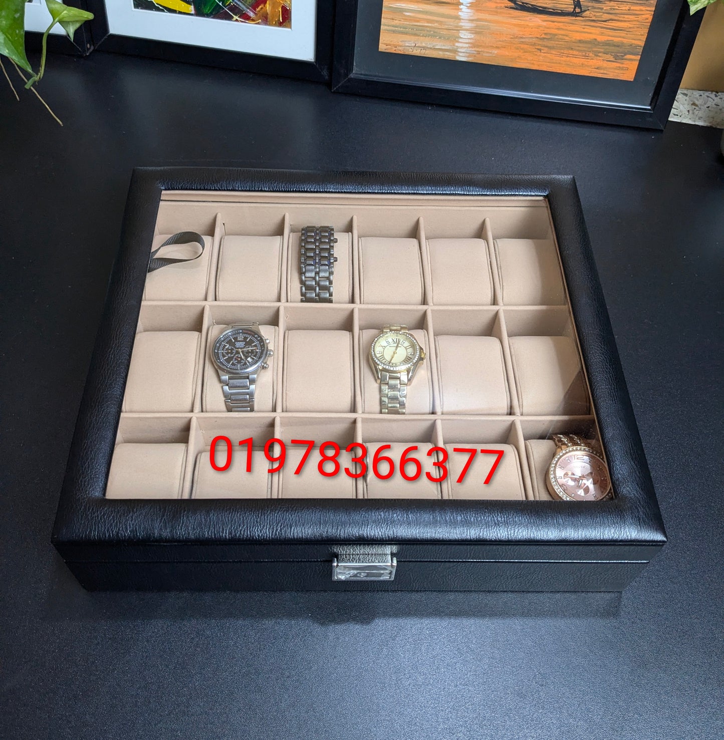 PU leather MADE 18 slot watch organizer box